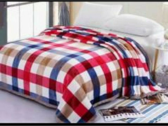 Natural Home Plaid Velvet Double 200x240cm Red