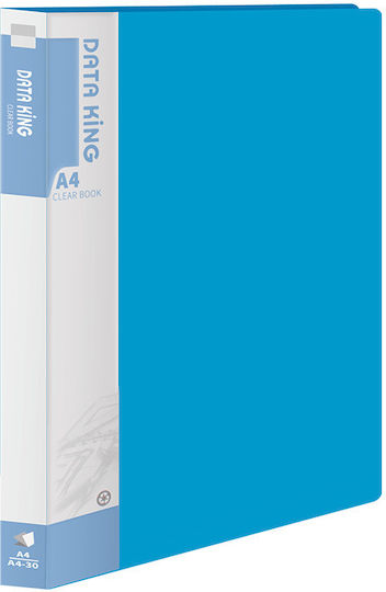 Data King Clipboard Flexible with 30 plastic sleeves Slides for Paper A4 Blue 1pcs