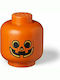 Room Copenhagen Παιδικό Κουτί Αποθήκευσης από Πλαστικό Lego Head Pumpkin Πορτοκαλί 24x24x27cm