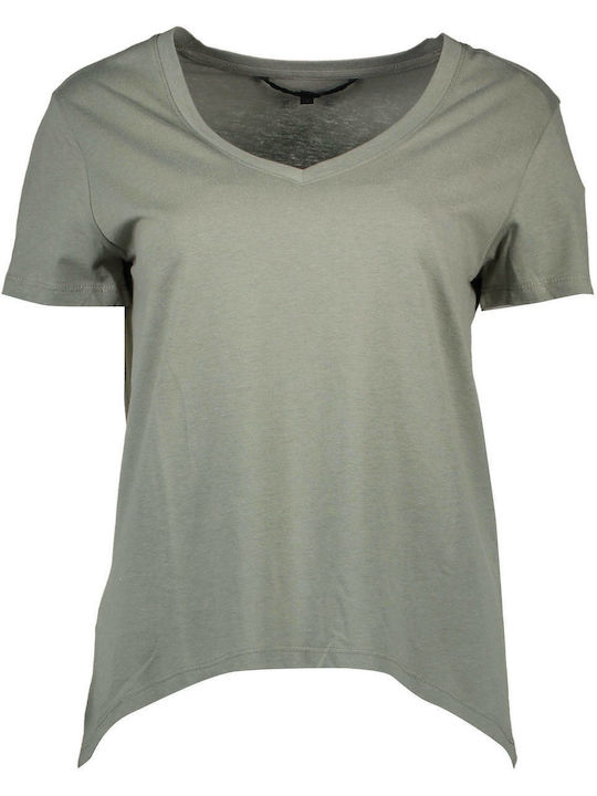 Silvian Heach Damen T-Shirt mit V-Ausschnitt Khaki