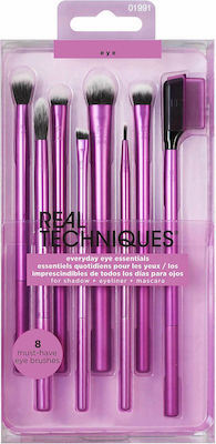 Real Techniques Set cu Pensule de Machiaj din Păr Sintetic Everyday Eye Essentials 8buc