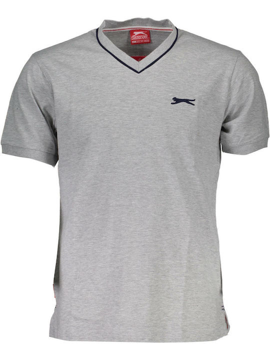 Slazenger Men's Short Sleeve T-shirt with V-Neck Gray