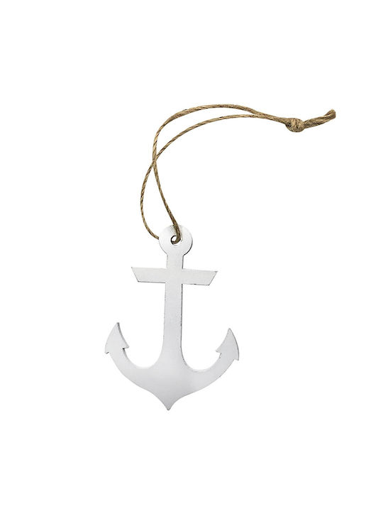 Hanging Anchor Wooden Silver 7x7cm