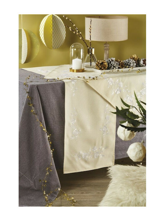 Whitegg 18944 Christmas Tablecloth Square Fabric Beige L90xW90cm 1pcs