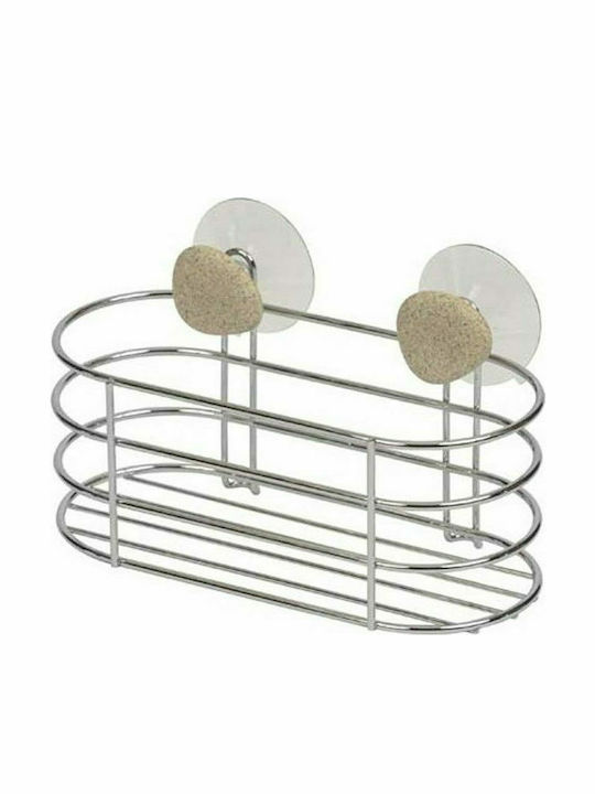 Aria Trade 912299 Wall Mounted Bathroom Shelf Metallic with 1 Shelf and Suction Cups 20x11x10cm