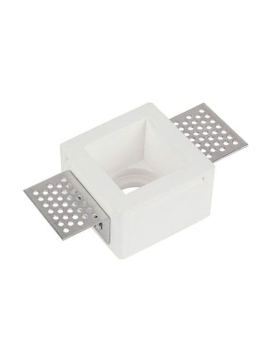 Zambelis Lights Square Plaster Recessed Spot with Socket GU10 White 8x8cm.