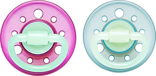 Nip Πιπίλες Καουτσούκ για 0-6 μηνών Cherry Νυκτός Pink - Green 2τμχ