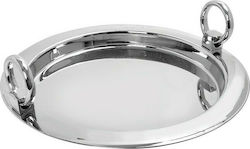 Espiel Stainless Steel Round Serving Tray with Handles in Silver Color 38x38x6cm 1pcs