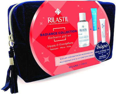 Rilastil Radiance Collection Skin Care Set for Moisturizing with Face Scrub , Eye Cream & Toiletry Bag