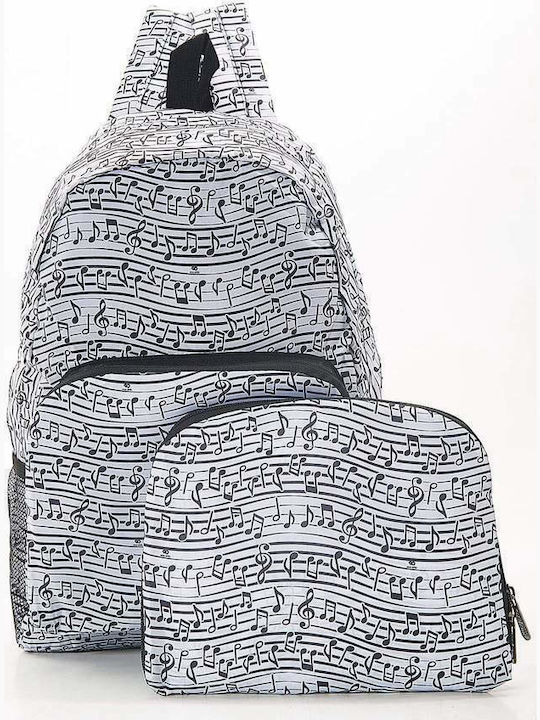 Eco Chic Foldable White Music School Bag Backpack Junior High-High School in White color