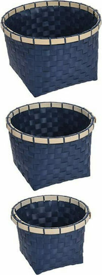 Plastic Storage Basket Blue 3 Pieces
