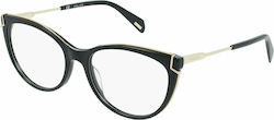 Police Tournee 1 Women's Cat Eye Prescription Eyeglass Frames Black VPLA89 0700