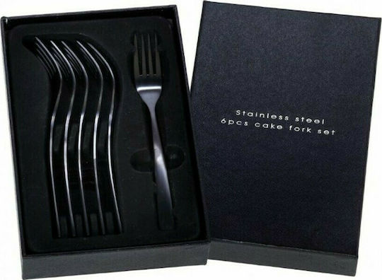 Cryspo Trio Inox Fruit/Dessert Fork Set Black Matt Durable 14cm 6pcs
