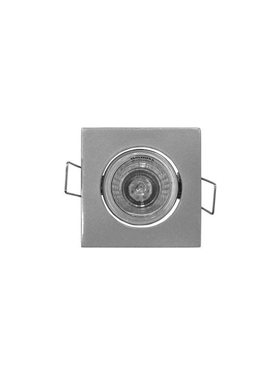 Adeleq Square Metallic Recessed Spot with Socket GU10 Silver