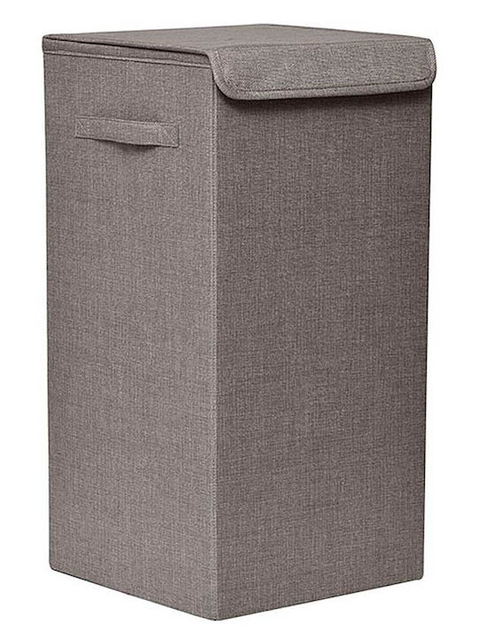 8706166 Collapsible Fabric Laundry Basket with Lid 30x30x60cm Brown