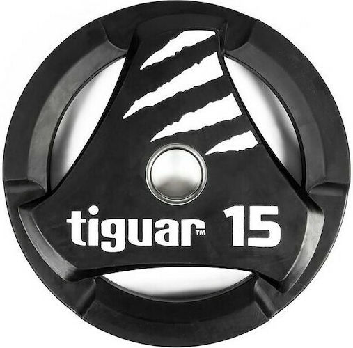 Tiguar Scheibenset Olympischen Typs Gummierte 1 x 15kg Φ50mm mit Griffen