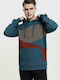 Urban Classics Herren Sweatshirt mit Kapuze und Taschen Teal/Rusty/Army Green