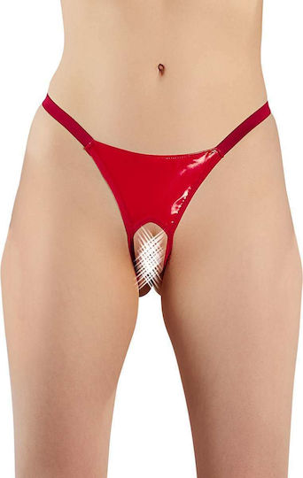 Black Level Vinyl String mit Dreieck-Ausschnitt Unterwäsche Rot