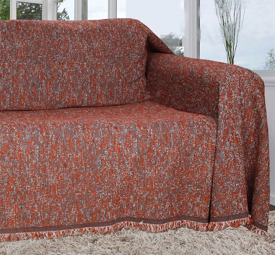 Mc Decor Malta Ριχτάρι Τετραθέσιου Καναπέ Chenille 180x350εκ. Κεραμιδί