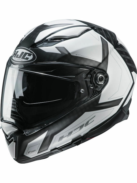 HJC F70 Dever Full Face Helmet with Pinlock and Sun Visor 1450gr MC5SF Black / White