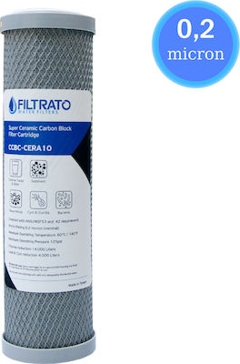 Filtrato Upper and Lower Counter Water Filter Replacement from Activated Carbon 10" CCBC-CERA10 0.2 μm 1pcs