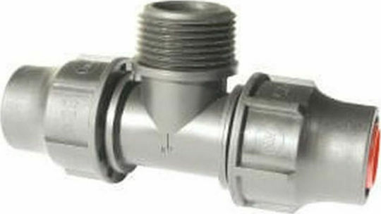 Palaplast 3281/0252 T Shaped Connector Pipe 6Atm Lock Type with Male Thread 25x19x25mm Black