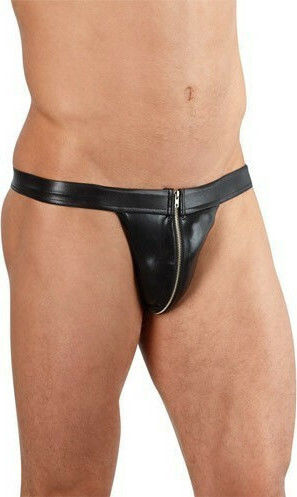 Svenjoyment Underwear Shiny Wetlook Panty with Zip Black