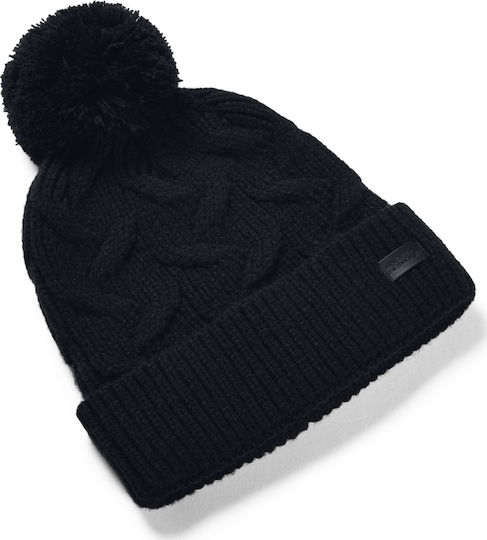 Around Town Pom Pom Beanie Unisex Beanie Knitted in Black color
