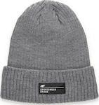4F Beanie Ανδρικός Σκούφος με Rib Πλέξη σε Γκρι...