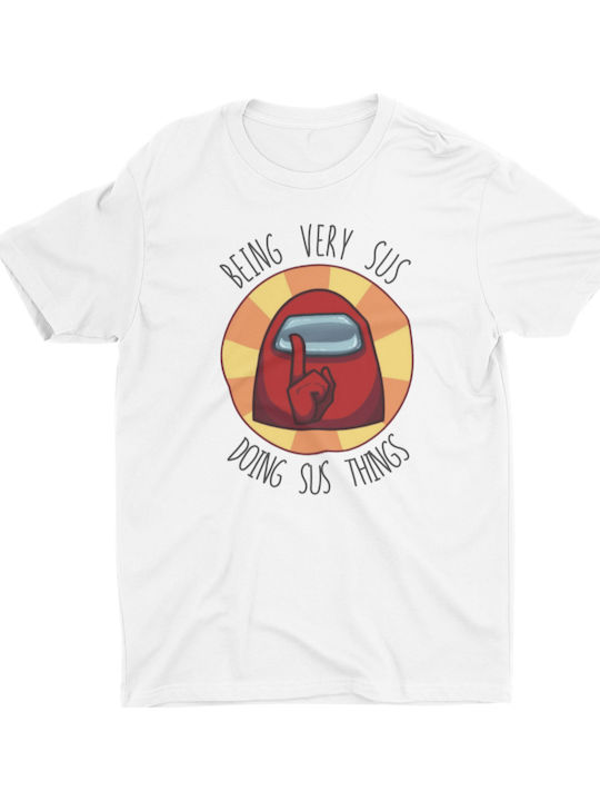 Among Us - Being very sus doing sus things T-shirt Λευκό