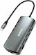 Dudao A15Pro USB-C Докинг Станция с HDMI 4K PD Ethernet и Свързване на 2 Монитора Сива