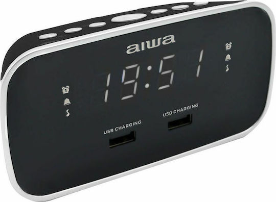 Aiwa Επιτραπέζιο Ψηφιακό Ρολόι με Ξυπνητήρι & Ραδιόφωνο CRU-19BK