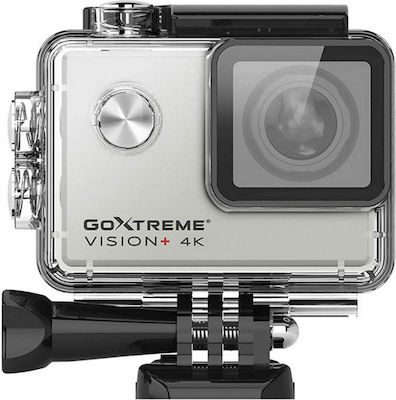 EasyPix Goxtreme Vision+ 20160 Action Kamera 4K Ultra HD Unterwasser (mit Gehäuse) mit WiFi Silber mit Bildschirm 2"