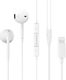 Borofone BM32 Plus Earbuds Handsfree με Βύσμα Lightning Λευκό