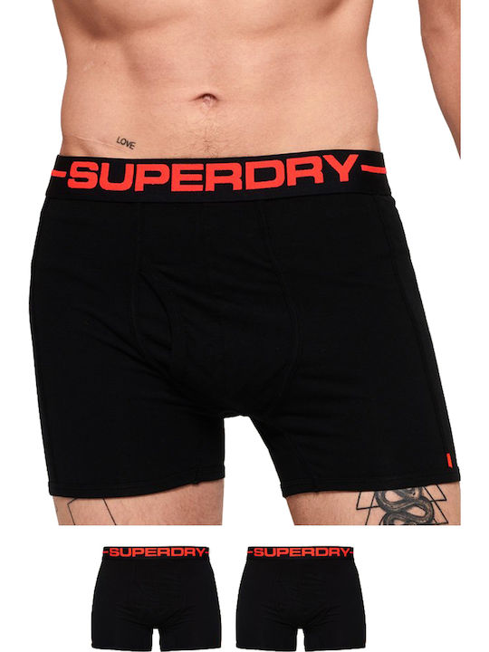 Superdry Boxeri pentru bărbați Negre 2Pachet