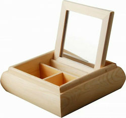 Wooden jewelry box with mirror 15x15x5cm