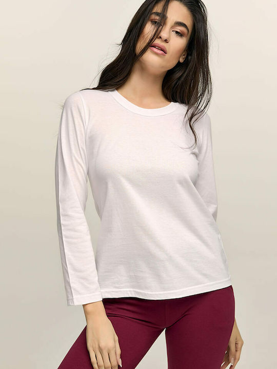 Bodymove Damen Sport Bluse Langärmelig Weiß