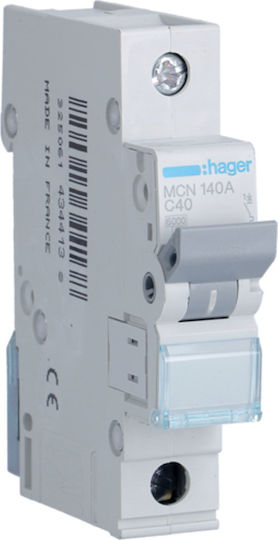 Hager Automatic Circuit Breaker 40A Single-pole AC MCN140A