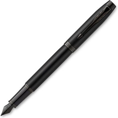 Parker Πένα Γραφής Medium Μαύρη από Ορείχαλκο με Μπλε Μελάνι