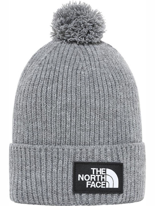 Salty Pom Pom Beanie Masculin Căciulă cu Tricotaj Rib în culoarea Gri
