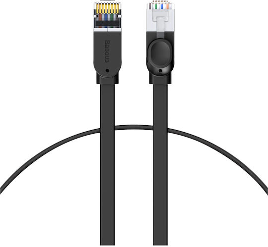 Baseus Flache U/UTP Kat.6 Ethernet-Netzwerkkabel 1m Schwarz 1Stück