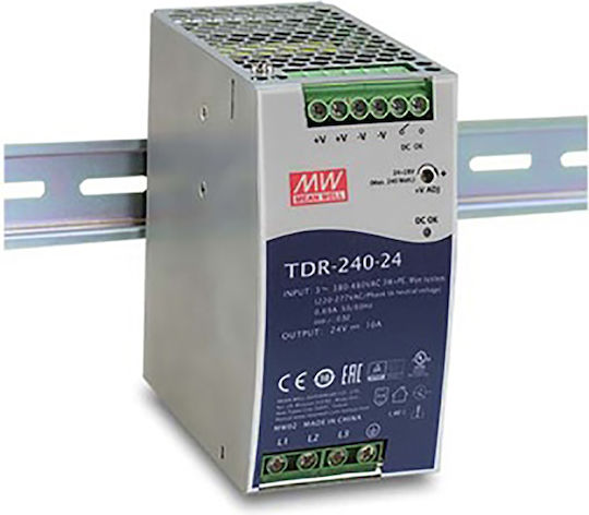 Mean Well DIN-Schienen-Netzteil TDR240-24 mit Ausgang 24V und Leistung 240W 10A Schienen
