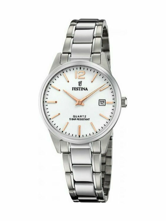 Festina Мъжки часовник 31мм На батерия Сребърен Метална гривна