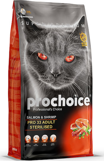 Prochoice Pro 33 Sterilised Dry Food for Adult Sterilized Cats with Salmon 15kg