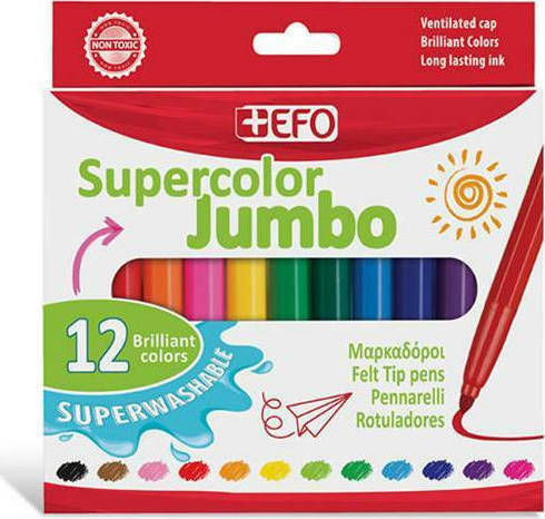 +Efo Supercolor Jumbo Waschbare Zeichenmarker 6mm Set 12Stück