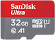 Sandisk Ultra microSDHC 32GB Class 10 U1 A1 UHS-I με αντάπτορα