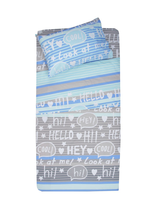 Viopros Sheet Set Single Cotton Morgan Blue 160x260cm 3pcs