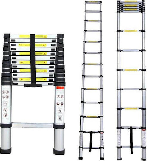 Inox Kiss Telescopic Ladder Aluminum 10 of Steps with Maximum Height 2.9m