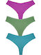 Helios Bumbac Femei Brazilia 3Pack Violet/Olive/Petrol