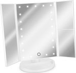 Navaris Double Sided Lighted Tabletop Makeup Mirror 27.5x27.5cm White